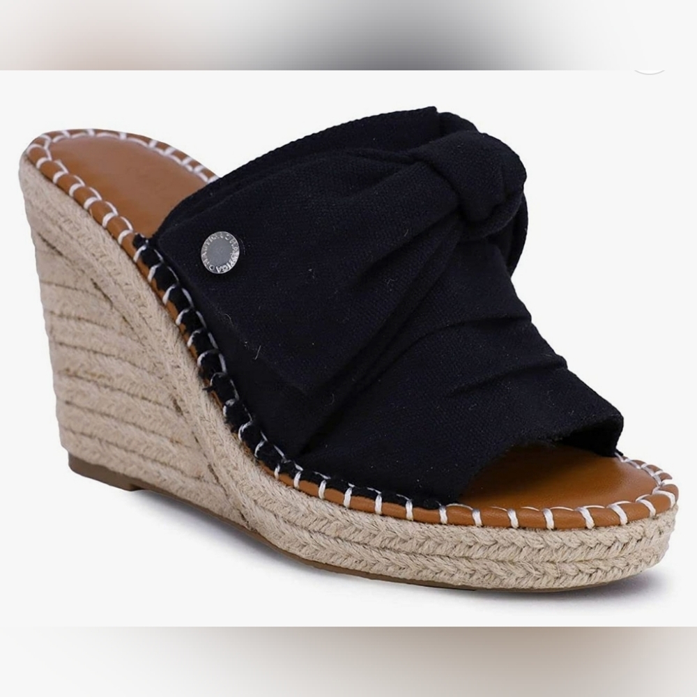 Nautica Noemie Black Platform Slip on Sandal Sz 7 NWT